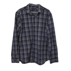 Robert Barakett Blue Checkered Plaid Button Down Shirt